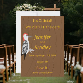 Convites We Pecked the Date Funny Woodpecker