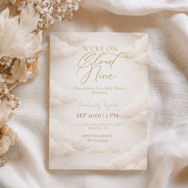 Convites We’re on Cloud Nine Baby Shower Invitation (Criador carregado)