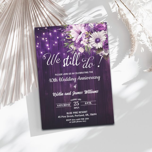Convites We Still Do 10th Wedding Anniversary String Lights (Criador carregado)