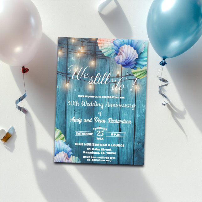 Convites We Still Do 30th Wedding Anniversary String Lights (Criador carregado)