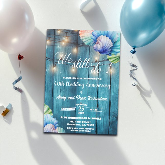 Convites We Still Do 40th Wedding Anniversary String Lights (Criador carregado)