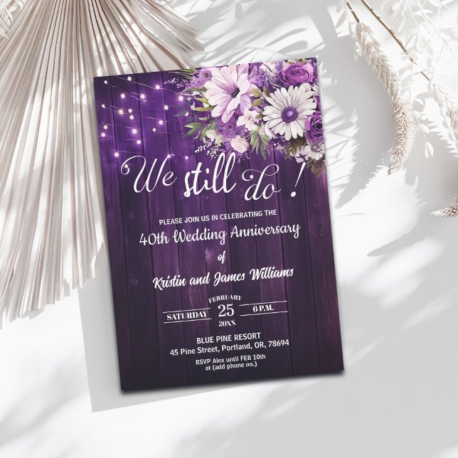 Convites We Still Do 40th Wedding Anniversary String Lights (Criador carregado)
