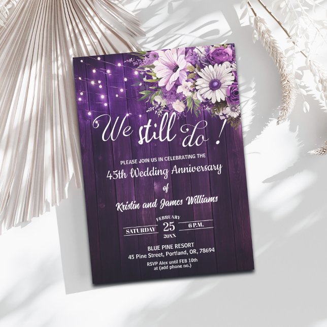 Convites We Still Do 45th Wedding Anniversary String Lights (Criador carregado)