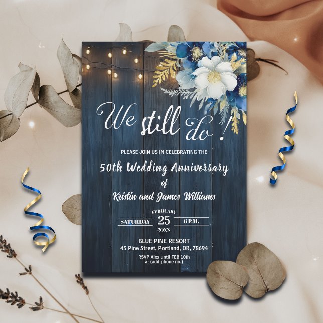 Convites We Still Do 50th Wedding Anniversary String Lights (Criador carregado)
