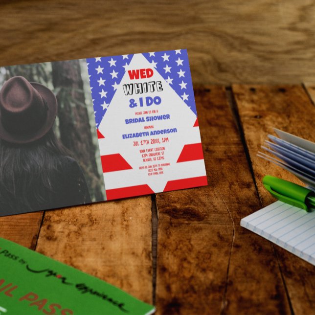 Convites Wed, White & I Do Patriotic Bridal Shower (Criador carregado)