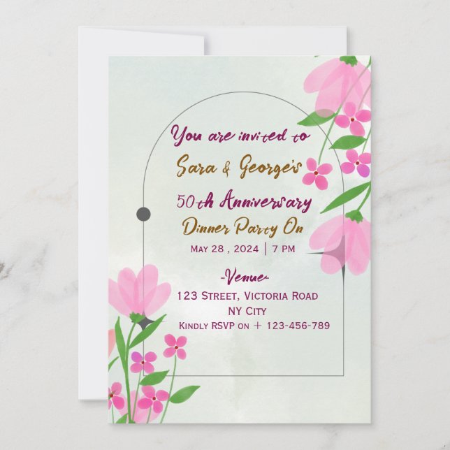 Convites Wedding Anniversary Invitations  (Frente)