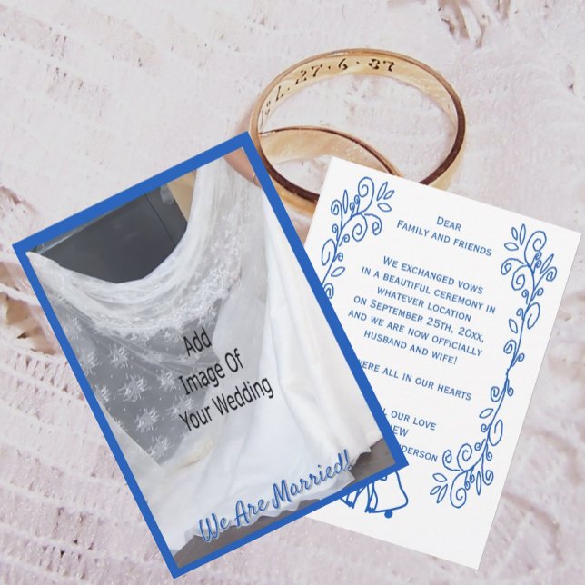 Convites Wedding Announcement Card Blue Sapphire Bells (Criador carregado)