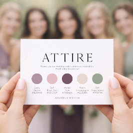Convites Wedding Attire Guide Card with Color Palette