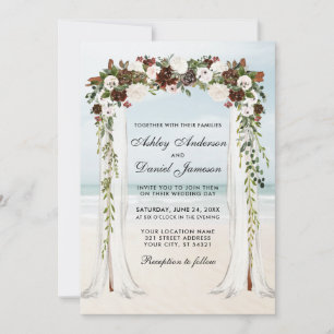 Convites Wedding Beach Canopy Watercolor Boho Floral