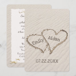 Convites Wedding Beach Hearts com Nomes