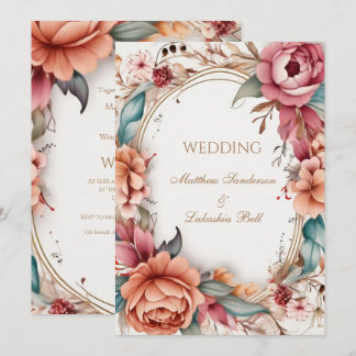 Convites Wedding Beautiful Modern Boho Floral flowers 