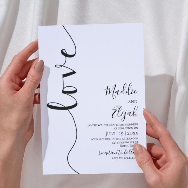 Convites Wedding, Black & White Simple, Typography, Script, (Criador carregado)