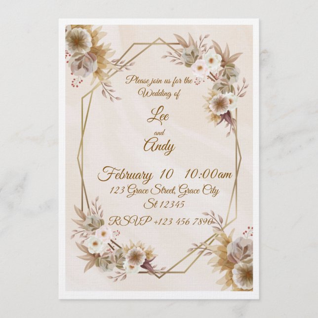 Convites Wedding Brown and beige Invitation (Frente)