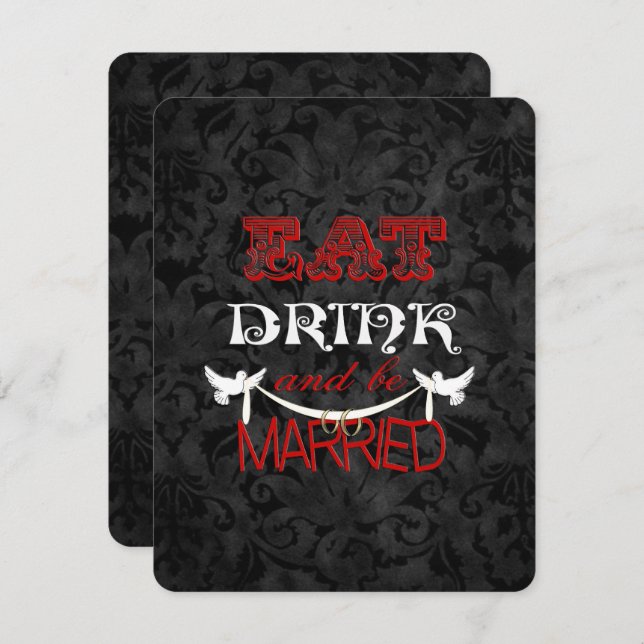 Convites Wedding Damask com Doves (Frente/Verso)