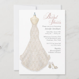 Convites Wedding Dress with Shoes Bridal Shower Invitation