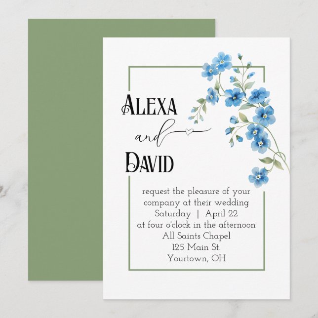 Convites Wedding Floral Frame On White (Frente/Verso)