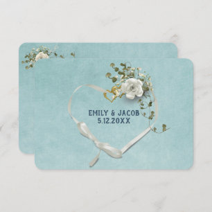 Convites Wedding Heart RSVP Em Aqua