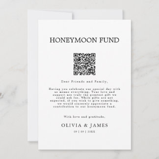 Convites Wedding Honeymoon Honeymoon Fund QR Code Sign, 