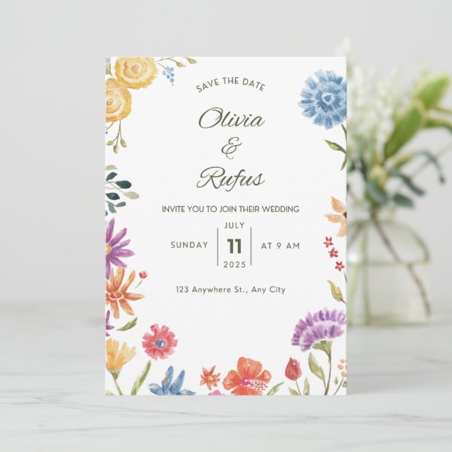 Convites  Wedding Invitation (Em pé/Frente)
