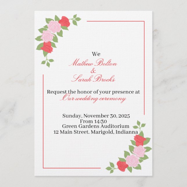 Convites Wedding Invitation (Frente)
