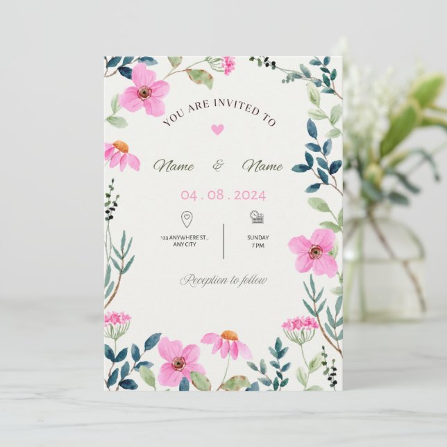 Convites  Wedding Invitation (Em pé/Frente)