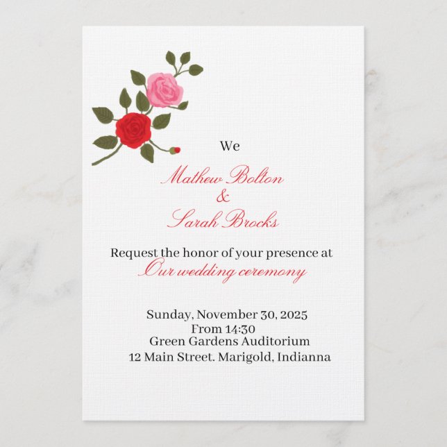 Convites Wedding Invitation (Frente)