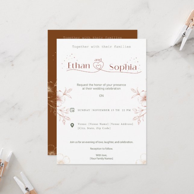 Convites wedding invitation card design online (Frente/Verso In Situ)