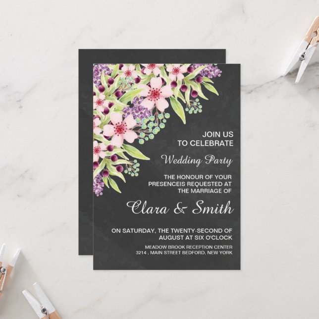 Convites Wedding Invitation Card Template  (Frente/Verso In Situ)