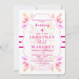 Convites Wedding Invitation Classic Pink Floral Aesthetic