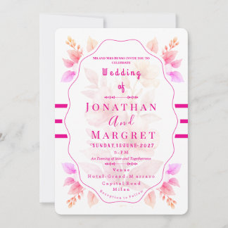 Convites Wedding Invitation Classic Pink Floral Aesthetic
