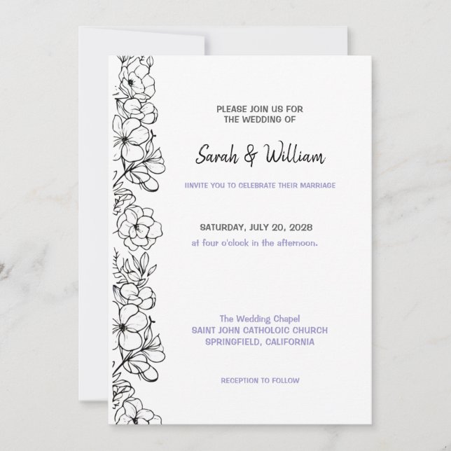 Convites Wedding Invitation Floral (Frente)