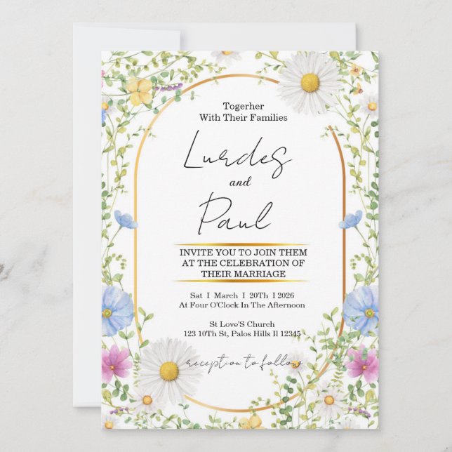 Convites  Wedding invitation Floral Daisy (Frente)