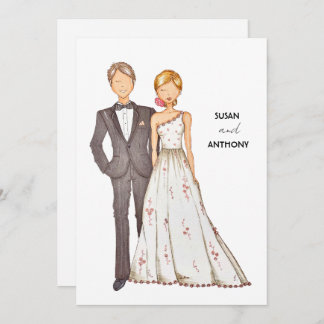 Convites Wedding invitation, hand drawn illustration.