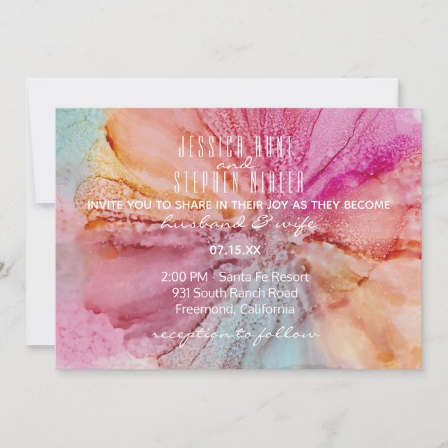 Convites Wedding Invitation Silk Flowers (Frente)