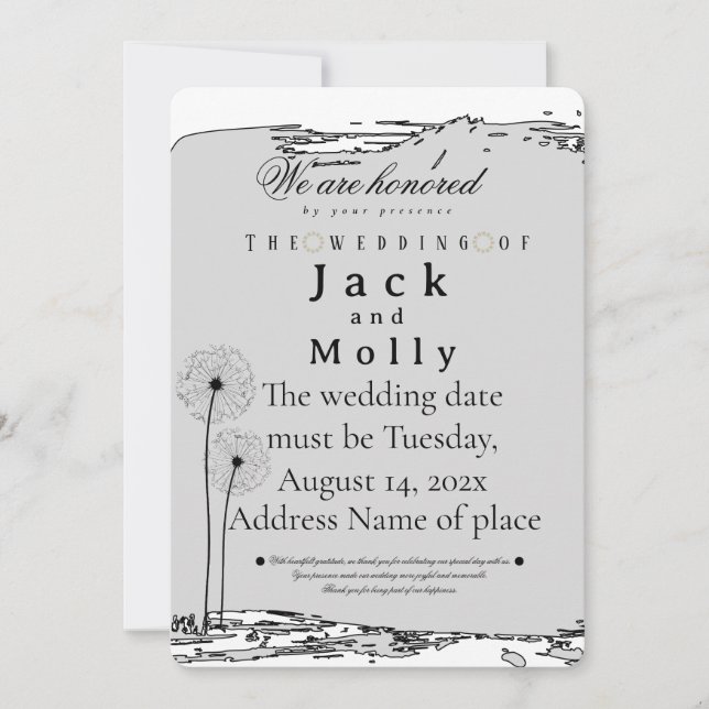 Convites Wedding invitation Simplicity that speaks of luxry (Frente)