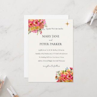 Convites Wedding Invitation Watercolour floral rustic