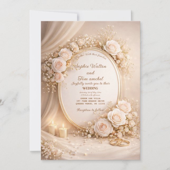 Convites Wedding invitation with white flowers (Frente)