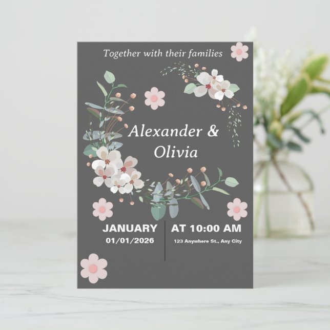Convites  Wedding Invite (Em pé/Frente)