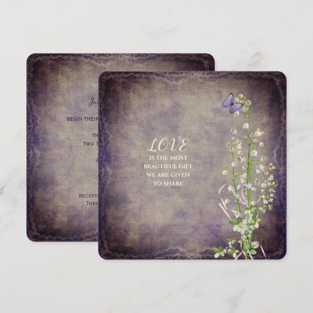 Convites Wedding Lily da vintage do Vale (Frente/Verso)