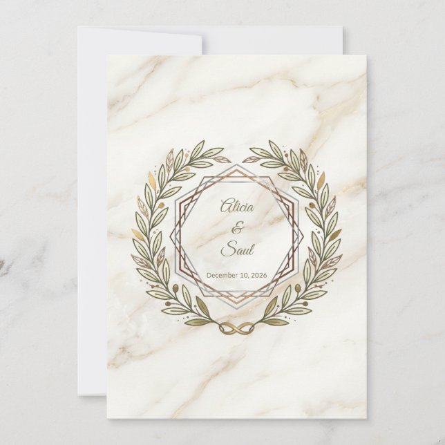 Convites Wedding Marble and Laurel / Boda Mármol y Laurel (Frente)