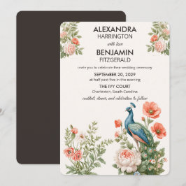 Convites Wedding Peacock Botanical | Vintage Floral Art