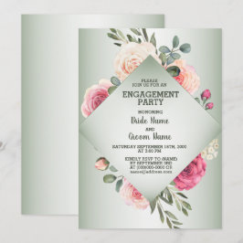 Convites Wedding Pink Floral Rustic Green Engagement Party