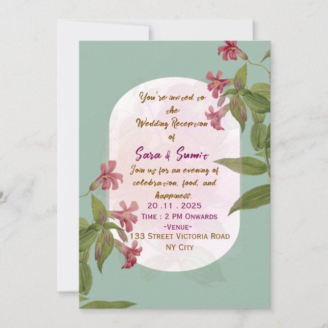 Convites Wedding Reception Invitations  (Frente)