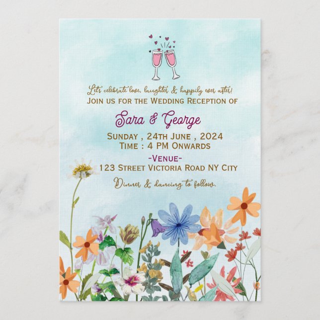 Convites Wedding Reception  Invitations  (Frente)