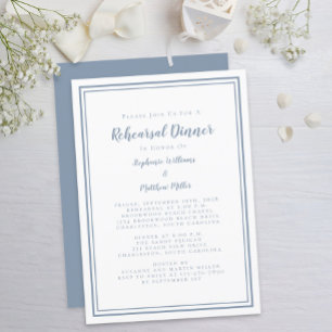 Convites Wedding Rehearsal Dinner Modern Simple Dusty Blue 