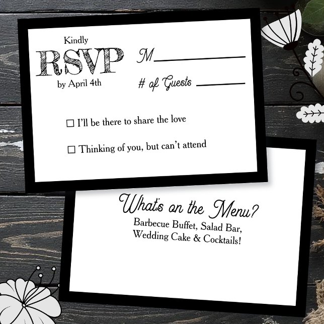 Convites  Wedding RSVP & Reception Dinner Menu (Criador carregado)