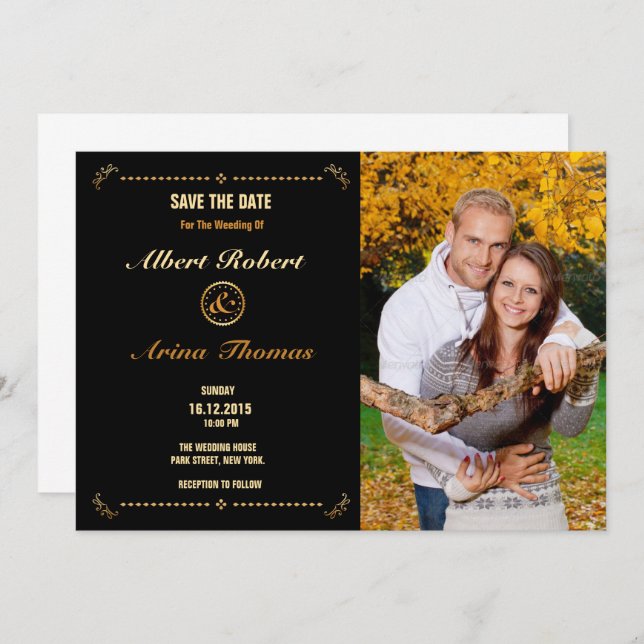 Convites Wedding Save The Date Card Template (Frente/Verso)