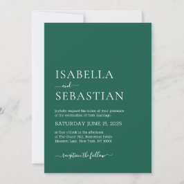 Convites Wedding Simple Dark Green