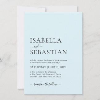 Convites Wedding Simple Modern Light Cyan