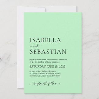 Convites Wedding Simple Modern Pale Green